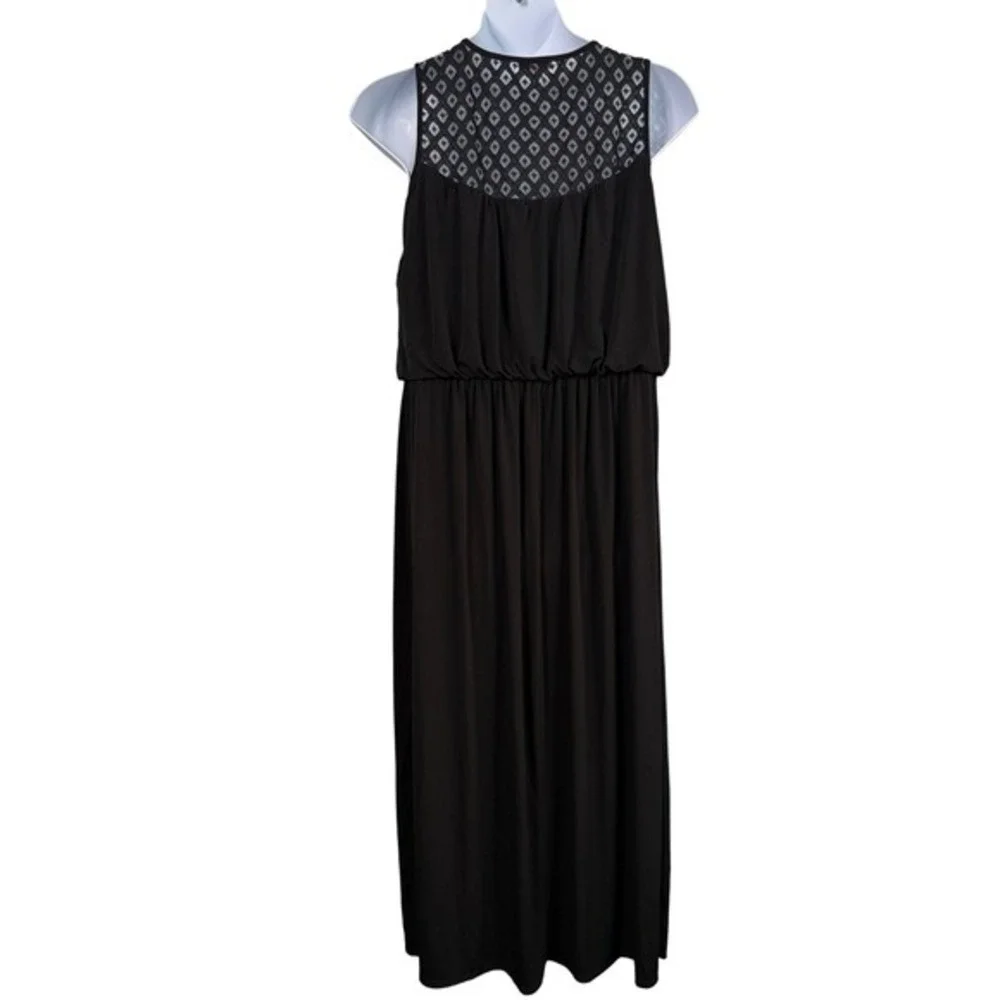 DressBarn Established 1962 Women 16 Embroidery Black Maxi Keyhole Dress Summer